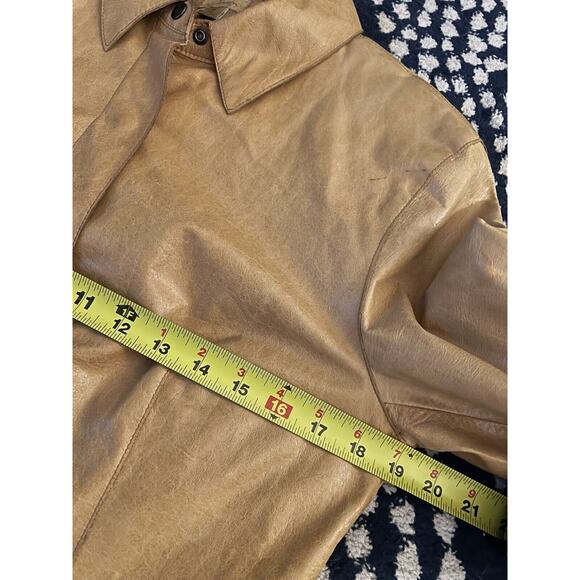 VTG Caslon Tan Brown Leather Snap Collared Jacket M - Picture 7 of 8